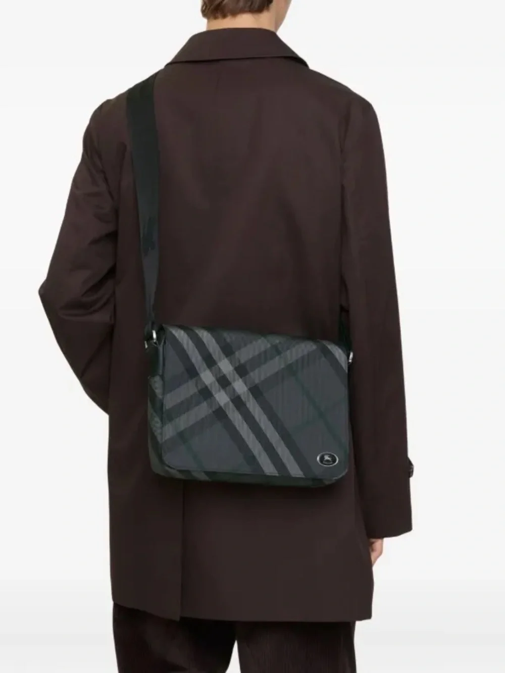 Black Men's Plaid Crossbody Messenger Bag